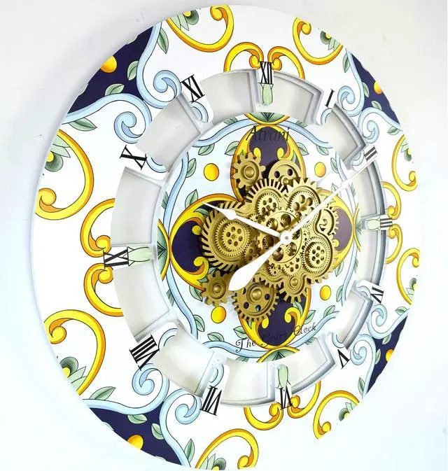 Alt view image 2 of 2 - The Gears Clock 36 inches Round Italy Collection Wall Clock with Moving Gears Atrani