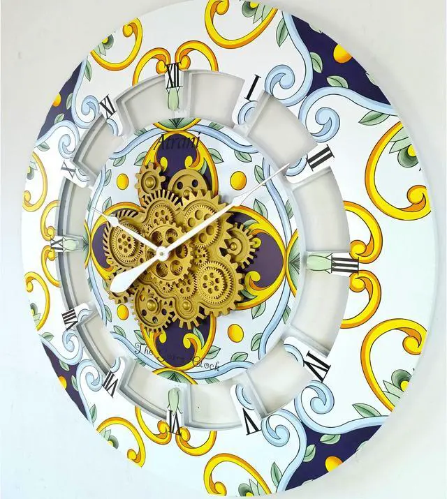 Main image of The Gears Clock 36 inches Round Italy Collection Wall Clock with Moving Gears Atrani