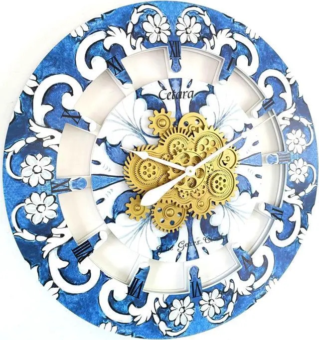Alt view image 2 of 2 - The Gears Clock 36 inches Round Italy Collection Wall Clock with Moving Gears Cetara