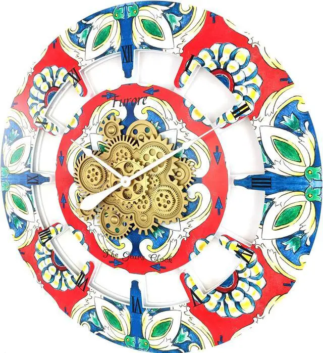 Main image of The Gears Clock 36 inches Round Italy Collection Wall Clock with Moving Gears Furore