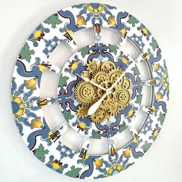 Alt view image 2 of 2 - The Gears Clock 36 inches Round Italy Collection Wall Clock with Moving Gears Meta