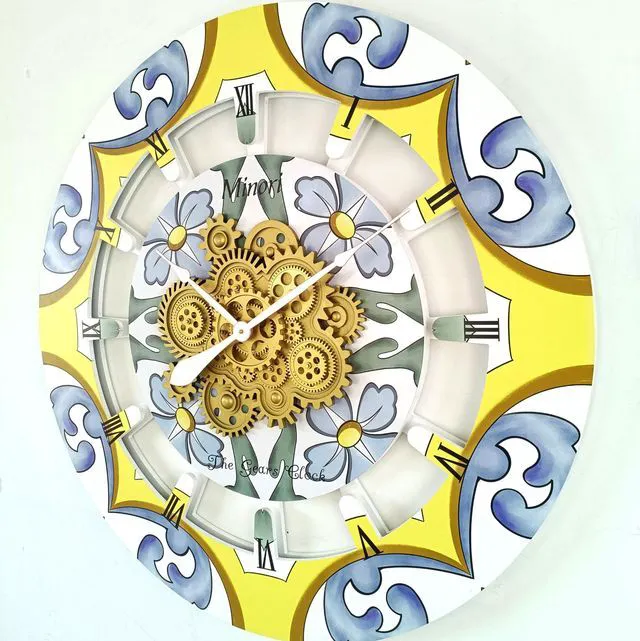 Main image of The Gears Clock 36 inches Round Italy Collection Wall Clock with Moving Gears Minori