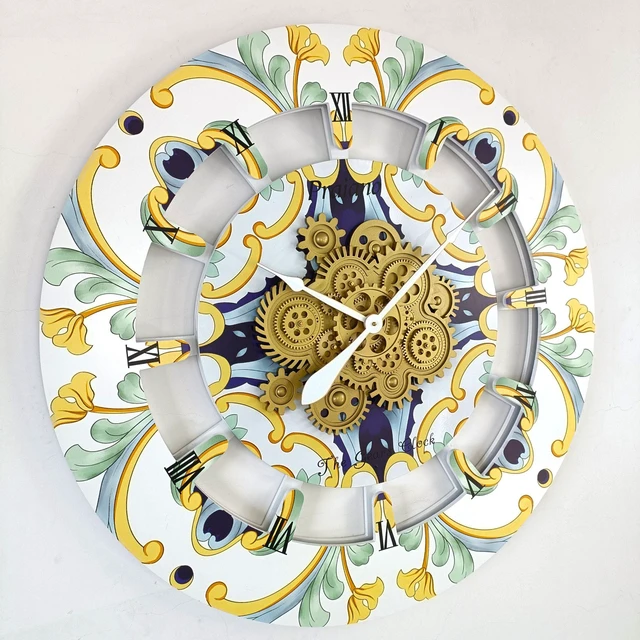 Alt view image 2 of 2 - The Gears Clock 36 inches Round Italy Collection Wall Clock with Moving Gears Praiano