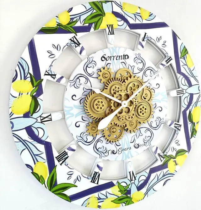 Alt view image 2 of 2 - The Gears Clock 36 inches Round Italy Collection Wall Clock with Moving Gears Sorrento