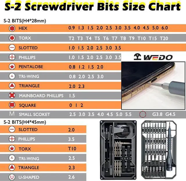 Alt view image 3 of 6 - WEDO 73 in 1 Precision Screwdriver Set,Professional Magnetic Mini Small Screwdriver Set With 56PCS Bits,Extension Rod For Repairing Mobile Phone,Laptop,Tablet,Computer,Game Console,Watch