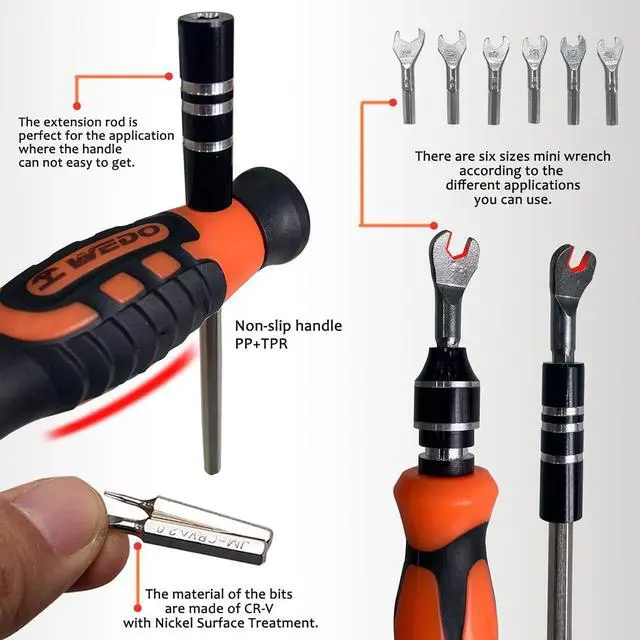 Alt view image 4 of 6 - WEDO 52 in 1 Precision Screwdriver Set,Professional Magnetic Mini Screwdriver Set With Bits,Socket,Mini Wrench,Flexible Shaft,Extension Rod For Repairing Mobile Phone,Laptop,Computer