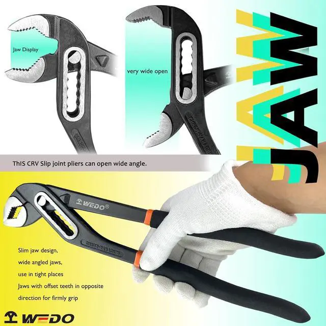 Alt view image 3 of 6 - WEDO Tongue-and-Groove Pliers, Water Pump Pliers,Slip Joint Pliers 12", CR-V Steel, Die-forged, Heat Treatment, Surface Black Polishing
