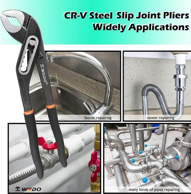 Alt view image 5 of 6 - WEDO Tongue-and-Groove Pliers, Water Pump Pliers,Slip Joint Pliers 12", CR-V Steel, Die-forged, Heat Treatment, Surface Black Polishing