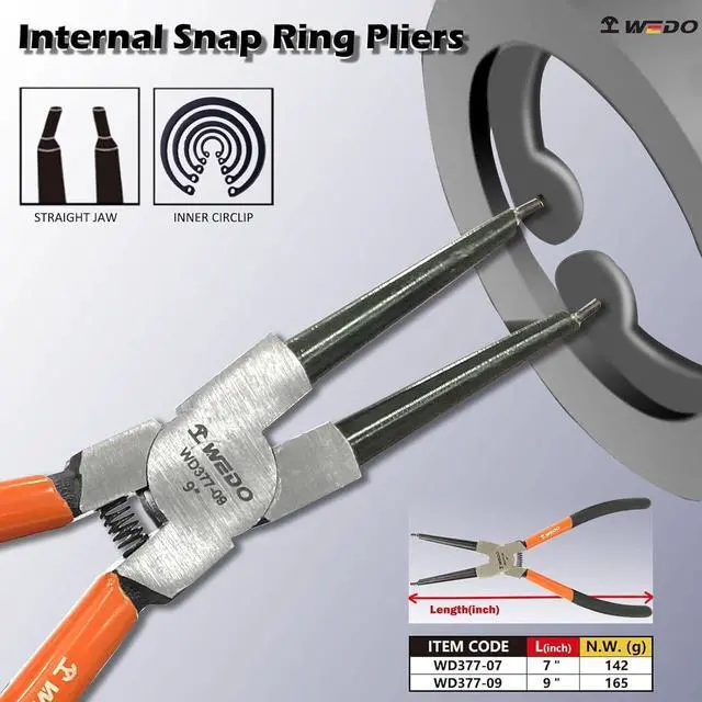 Alt view image 2 of 6 - WEDO Internal Snap Ring Plier,Plastic Handle,High Precision,Good Toughness,Ergonomic Design Size 9"