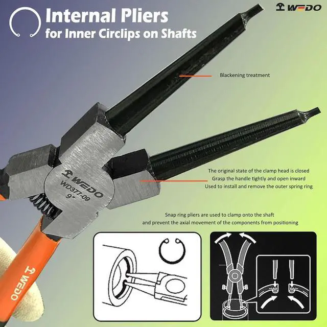 Alt view image 3 of 6 - WEDO Internal Snap Ring Plier,Plastic Handle,High Precision,Good Toughness,Ergonomic Design Size 9"
