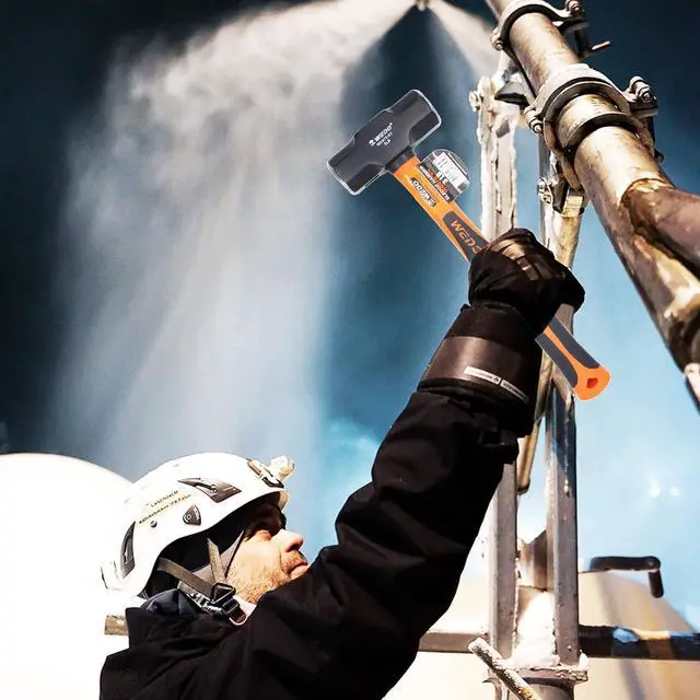 Alt view image 6 of 6 - WEDO 6lb Sledge Hammer with Fiberglass Handle, Club Hammer, Drilling Hammer, Crack Hammer, High Carbon Steel Hammer, Length 894mm,Shock Resistant