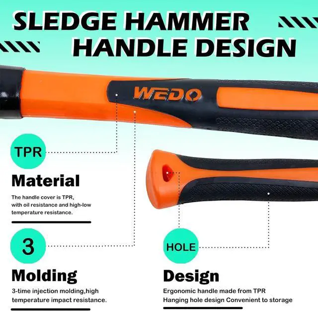 Alt view image 4 of 6 - WEDO Brass Sledge Hammer With Fiberglass Handle, Non-Magnetic, Die-Forge, Corrosion Resistant, DIN Standard, 8lb, 700mm, 16"