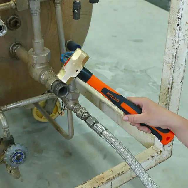 Alt view image 6 of 6 - WEDO Brass Sledge Hammer With Fiberglass Handle, Non-Magnetic, Die-Forge, Corrosion Resistant, DIN Standard, 8lb, 700mm, 16"