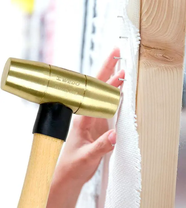 Alt view image 6 of 6 - WEDO Brass Hammer 3lb,Wooden Hammer,Sledge Hammer,Solid Brass Mallet Hammer,Wooden Hammer Handle,Length 360mm,Die-Forged, Corrosion Resistant, DIN Standard
