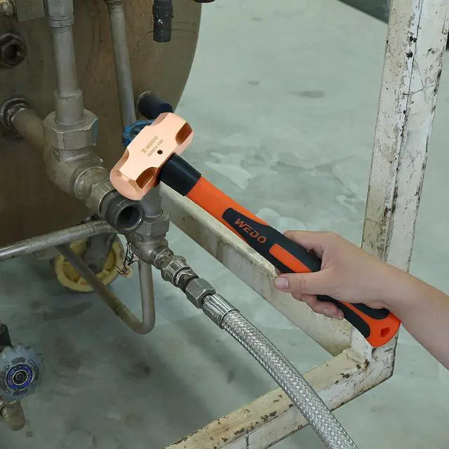 Alt view image 6 of 7 - WEDO Copper Sledge Hammer with Fiberglass Handle,Long Straight Handle,Length 400mm(16"),5lb