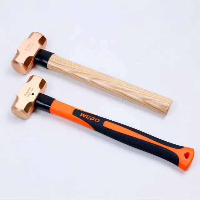 Alt view image 7 of 7 - WEDO Copper Sledge Hammer with Fiberglass Handle,Long Straight Handle,Length 400mm(16"),5lb