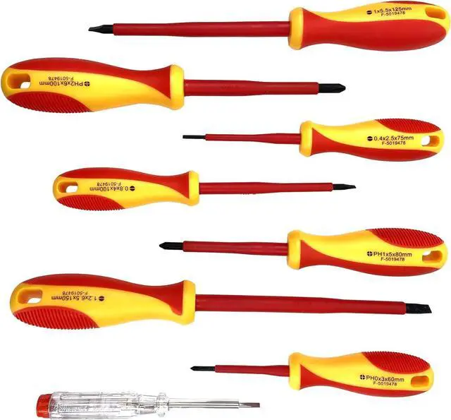 Main image of WEDO 8Pcs 1000V Insulated Screwdriver Set, Electrician Screwdriver Set, Magnetic 3 Phillips and 4 Flat Head. 1 Voltage Tester. For Fastening and Loosening Seized.
