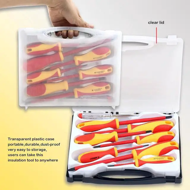 Alt view image 4 of 5 - WEDO 8Pcs 1000V Insulated Screwdriver Set, Electrician Screwdriver Set, Magnetic 3 Phillips and 4 Flat Head. 1 Voltage Tester. For Fastening and Loosening Seized.