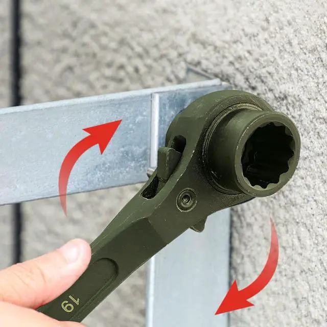 Alt view image 6 of 7 - WEDO Scaffold Podger Ratchet Wrench,Double Side Socket Wrench,Quick Release 19X22mm Spud Wrench,Length 312mm Ratchet Spanner,Cr-V,Die-forged Ratcheting Socket Wrench