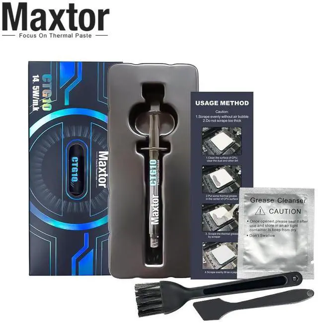 Alt view image 2 of 7 - Maxtor Thermal CTG10 14.5W/mk thermal paste,Gaming grade CPU/GPU/cooling fan overclocking thermal grease,High TDP device cooling solution,4g syringe installation