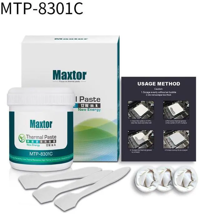 Main image of Maxtor Thermal CPU Thermal Paste 12W/mk High-Performance Thermal Grease 150g - Premium Heat Conductive Compound for PC/GPU/PS4 Cooling Fans, Computer Heatsinks, MCU & 5G Devices
