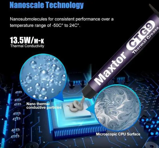 Alt view image 3 of 7 - Maxtor Thermal CTG9EL 13.5W/mk thermal paste,Gaming grade CPU/GPU/cooling fan overclocking thermal grease,High TDP device cooling solution