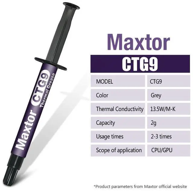 Alt view image 2 of 7 - Maxtor Thermal CTG9EL 13.5W/mk thermal paste,Gaming grade CPU/GPU/cooling fan overclocking thermal grease,High TDP device cooling solution