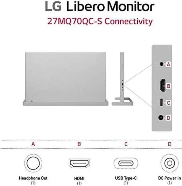 Alt view image 5 of 5 - LG 27MQ70QC-S.AUS 27" QHD IPS HDR 10 Libero Monitor with Detachable Full HD Webcam