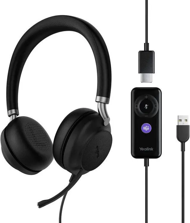Main image of Yealink USB Headset UH38, Wired Softphone Headset Teams Certified with Microphone,in Line Controls Built in Bluetooth, Connect to PC/Laptop/Mac/Tablet/Cell Phone (USB-A)