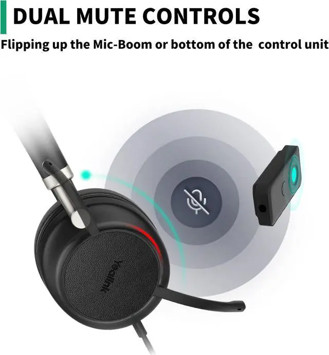 Alt view image 5 of 5 - Yealink USB Headset UH38, Wired Softphone Headset Teams Certified with Microphone,in Line Controls Built in Bluetooth, Connect to PC/Laptop/Mac/Tablet/Cell Phone (USB-A)