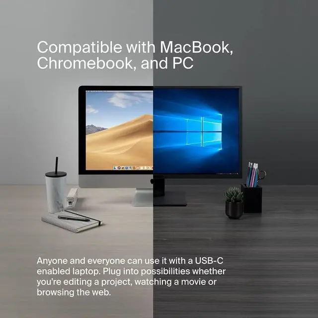 Alt view image 3 of 5 - Belkin 7-in-1 USB-C Hub, Multiport Adapter Dongle with 4K 60Hz HDMI, 100W Power Delivery, 2.5Gb, 2 USB A Ports, SD and MicroSD Slot for MacBook Pro 14 and 16, iPad Pro 12.9 & 11, XPS, Surface and More