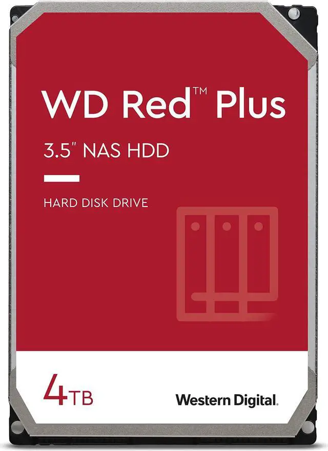 Main image of Western Digital 4TB WD Red Plus NAS Internal Hard Drive HDD - 5400 RPM, SATA 6 Gb/s, CMR, 256 MB Cache, 3.5" -WD40EFPX