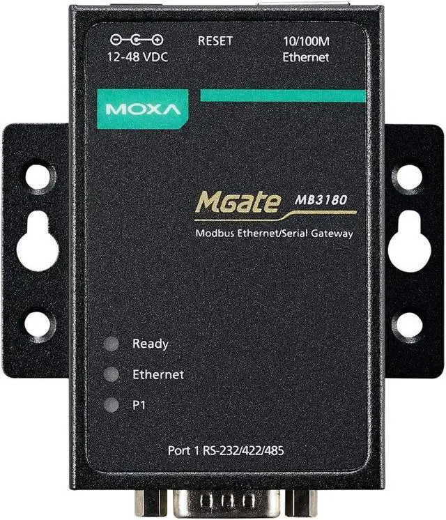 Alt view image 2 of 2 - Moxa MGate MB3180: 1 Port RS-232/422/485 Modbus TCP to Serial Communication Gateway