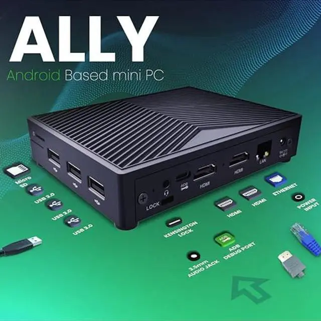 Alt view image 3 of 5 - AZULLE Ally Mini PC, 4GB/64GB - Android 10 & Qualcomm 600 - Small Form Factor & Computing Solution, Business & Enterprise Computer Desktop Replacement, Bluetooth, Ethernet & Dual-Band Wi-Fi