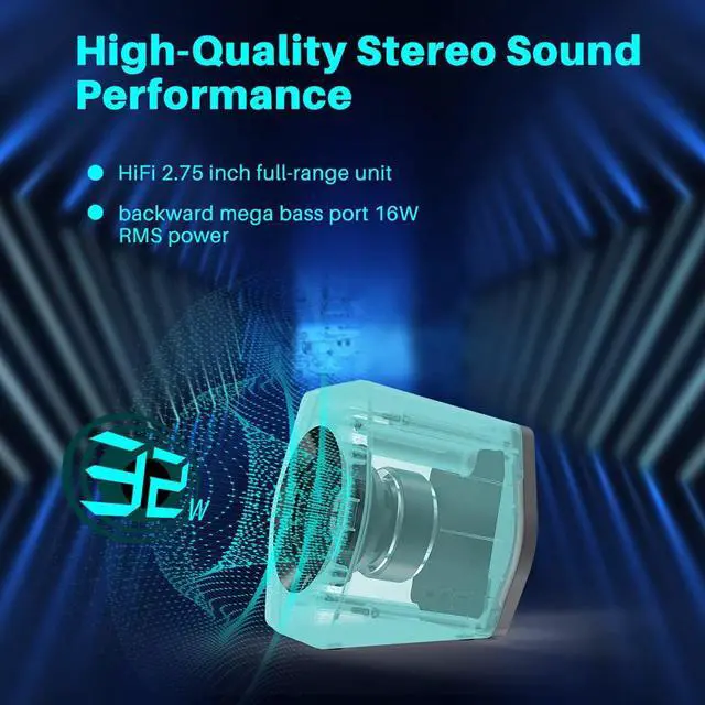 Alt view image 2 of 5 - G2000 32W PC Computer Speakers for Gaming Desktop PC Laptop Mac Computer Woofer Speakers Bluetooth USB 3.5mm AUX Inputs RGB Lights Multimedia Speakers White