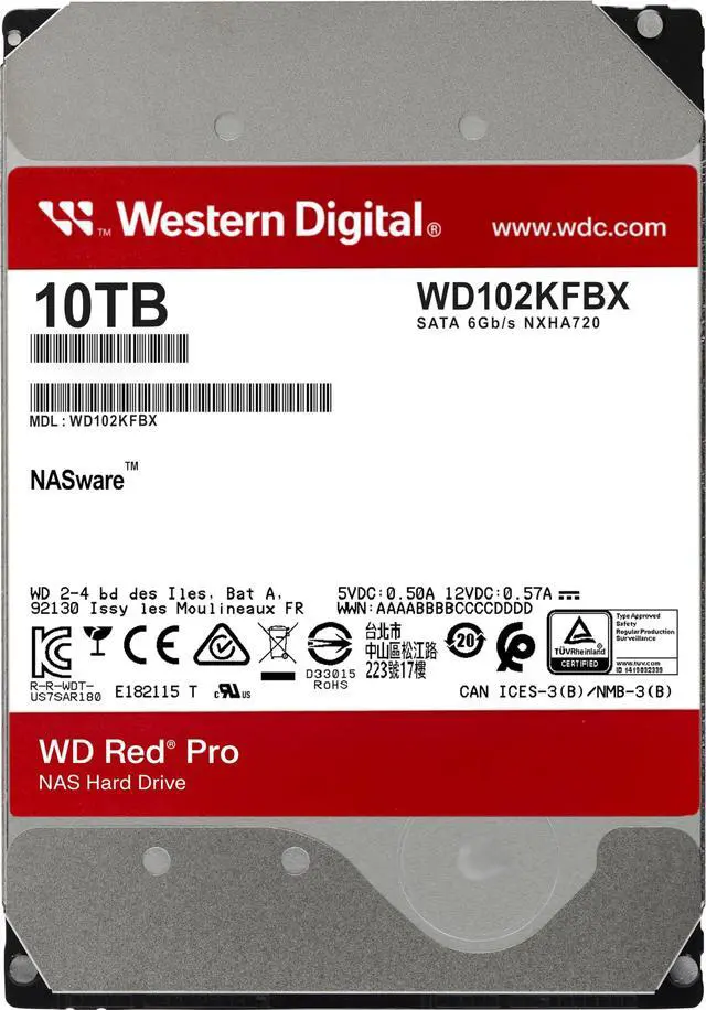 Alt view image 2 of 5 - Western Digital 10TB WD Red Pro NAS Internal Hard Drive HDD - 7200 RPM, SATA 6 Gb/s, CMR, 256 MB Cache, 3.5" - WD102KFBX
