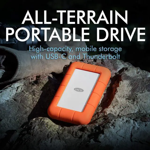 Alt view image 2 of 5 - LaCie Rugged Thunderbolt USB-C 4TB External Hard Drive Portable HDD - USB 3.0 compatible, Drop Shock Dust Water Resistant, Mac and PC Computer Desktop Workstation Laptop, 1 Mo Adobe CC (STFS4000800)