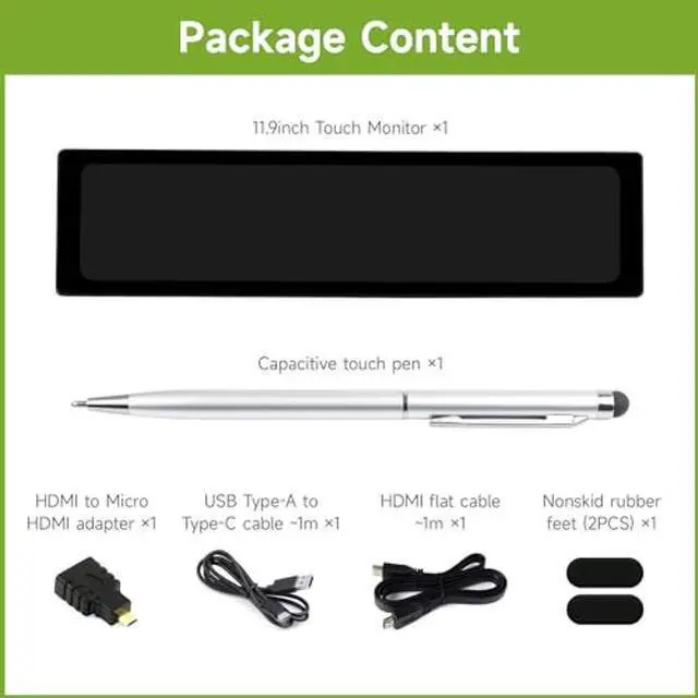 Alt view image 2 of 5 - waveshare 11.9inch IPS Display, Compatible with Raspberry Pi 5/4B/3B+/3A+/2B/B+/A+/Zero/Zero W/WH/Zero 2W CM3+/4, 5-Point Touch, Driver Free, with Touch Function