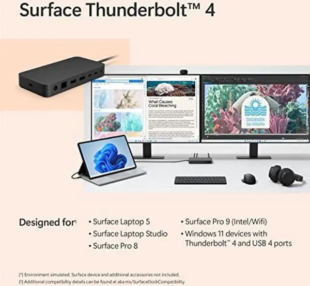 Alt view image 3 of 4 - Microsoft Surface Thunderbolt 4 Dock - High-Speed Docking Station with Dual 4K Monitor Support
