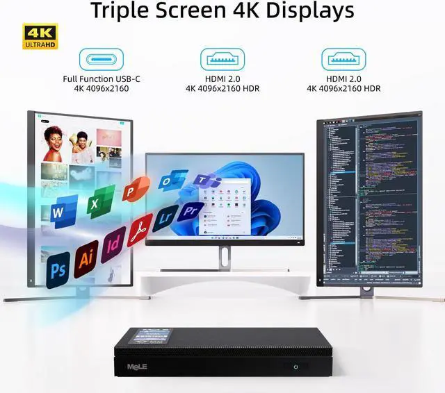 Alt view image 5 of 5 - MeLE Quieter4C Fanless Mini PC Windows 11 Pro 16GB DDR4 512GB ROM Micro PC Alder Lake N100(up to 3.4GHz) Small Form Factor PC USB-C 2 X HDMI 4K@60 Triple Display Desktop Computers with VESA Mount