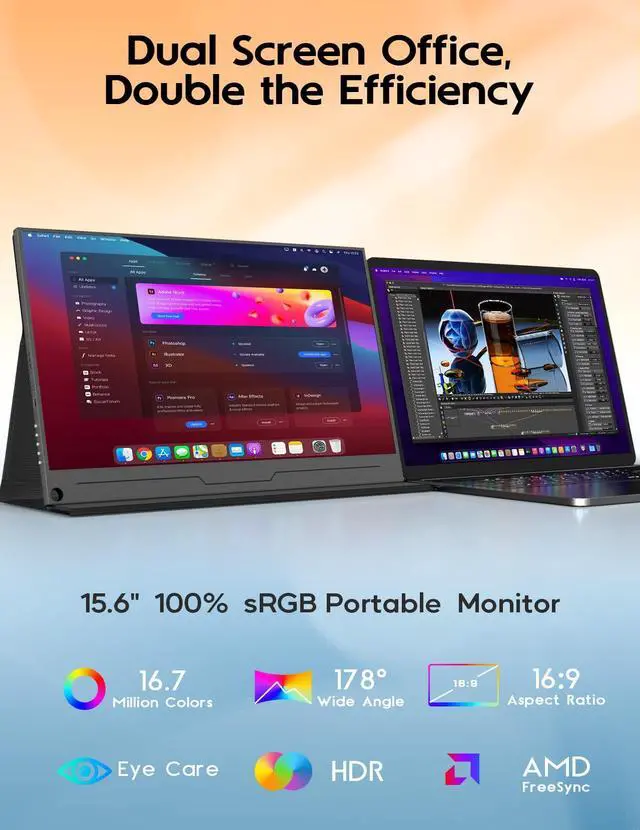 ZSCMALLS 16'' 2.5K 144Hz Portable Gaming Monitor for Laptop, 2560P×1440P IPS Screen with HDR, 1000:1 FreeSync, Ultra Slim ＆ Eye Care,Travel Monitor ZSCMALL portable monitor 16.1\u0027\u0027 144Hz Portable Gaming Monitor, 106