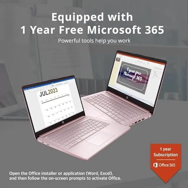 Alt view image 3 of 5 - HP Stream 14" HD BrightView Laptop, Intel Celeron N4020 Processor, 8GB RAM, 64GB Storage, Intel HD Graphics, 720p Webcam, 1 Year Office 365, Pink, Win 11 S, 32GB Hotface USB Card
