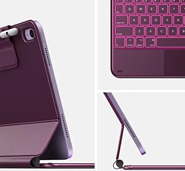 Alt view image 4 of 5 - typecase Edge Keyboard for iPad 10th Generation (10.9", 2022) - 10 Colors Backlit, Thin, Multi-Touch Trackpad, BT, Magnetic Clasp Keyboard Case for iPad 10th Gen 10.9 - Raspberry