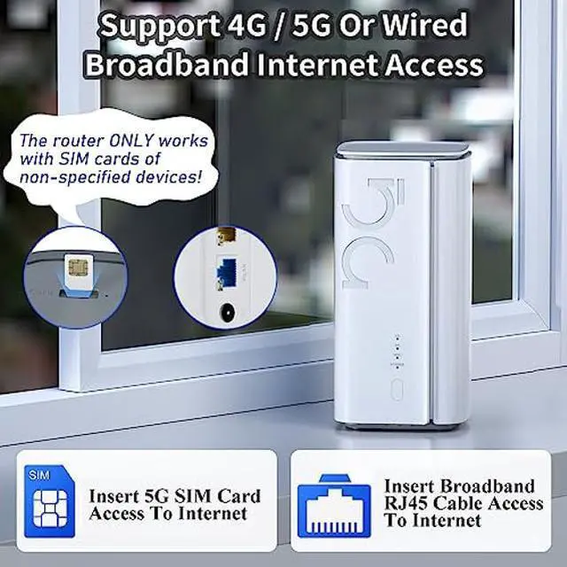 Alt view image 3 of 5 - UOTEK 5G CPE Router with SIM Card Slot, NSA SA WiFi 6 5G Router Dual Band Modem for Home Office Indoor Wireless Internet Router