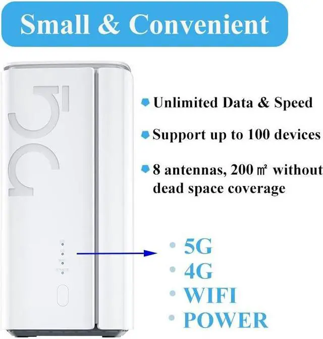 Alt view image 5 of 5 - UOTEK 5G CPE Router with SIM Card Slot, NSA SA WiFi 6 5G Router Dual Band Modem for Home Office Indoor Wireless Internet Router
