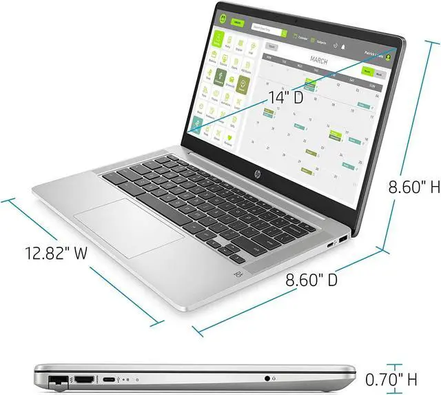 Alt view image 3 of 4 - HP Chromebook 14-inch HD Touchscreen Laptop, Intel Celeron N4000, 4 GB RAM, 32 GB eMMC, Chrome (14a-na0080nr, Forest Teal)