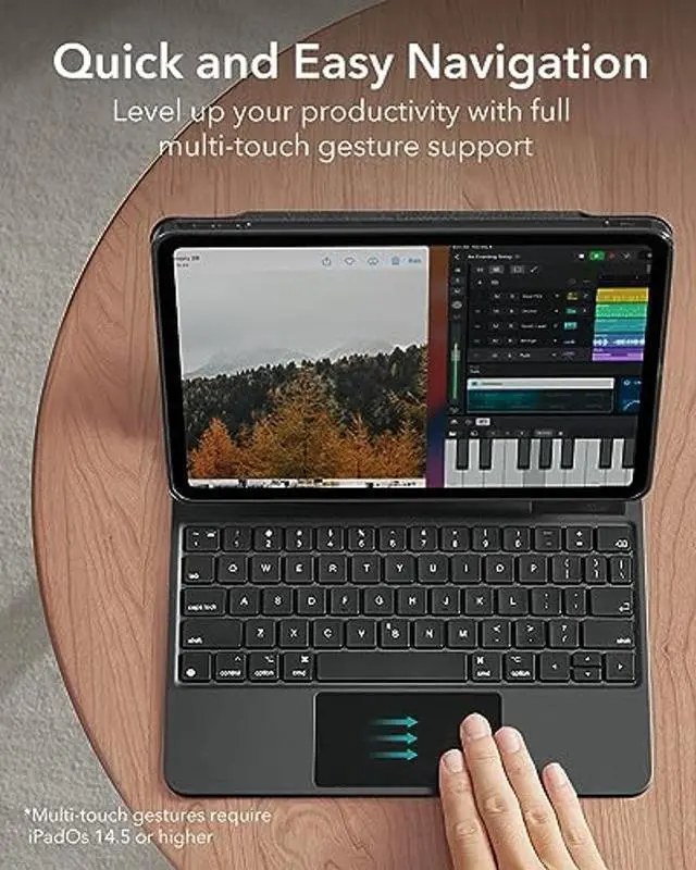 Alt view image 5 of 5 - ESR iPad Pro 11 inch Case with Keyboard, iPad Air 5th Generation Keyboard Case with Easy-Set Magnetic Stand, Portrait/Raised Modes for iPad Air 4th Generation Keyboard, with Removable Protective Case