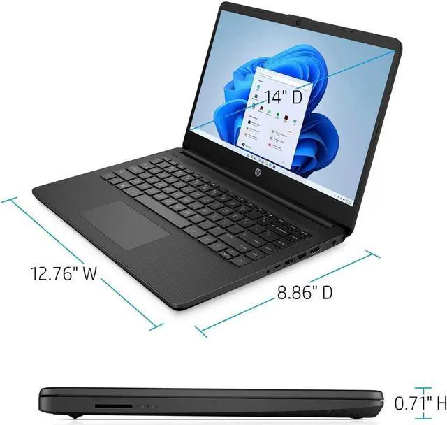 Alt view image 4 of 5 - HP Newest 14" Ultral Light Laptop for Business. Intel Quad-Core N4120(> N4020), 8GB RAM, 192GB Storage, 1 Year Office 365, (64GB eMMC+128GB SD Card) Webcam, HDMI, Jet Black, Win 11 S/OLY