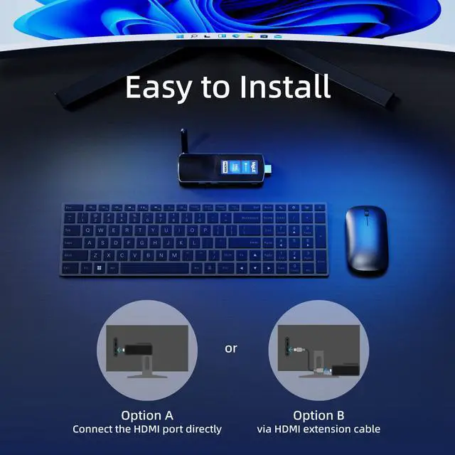 Alt view image 5 of 5 - MeLE PCG02 Fanless Mini PC Stick Windows 11 Home Celeron N4000(up to 2.6GHz) 4GB LPDDR4 128GB ROM Micro Computer Small Desktop with 2.4G/5G WiFi, 4K HDMI