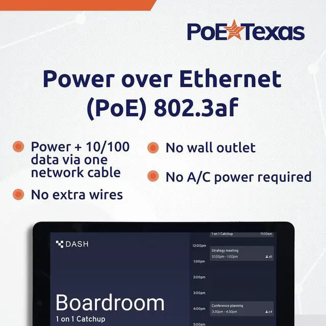 Alt view image 4 of 5 - PoE Texas 8" Touchscreen Meeting Room Scheduler Tablet (No Subscription Required) - Plug & Play PoE Office Conference Room Scheduler - Digital Display Syncs with Business Calendar